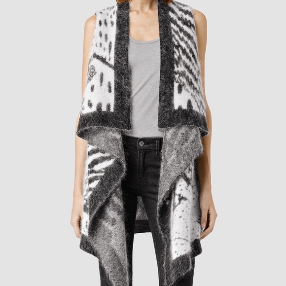 NWT All Saints Animal Print Sleeveless Wool Vest - Picture 2 of 7